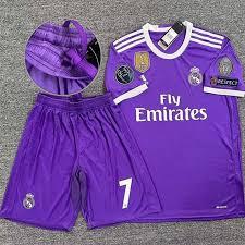 Cristiano RONALDO 7 Real Madrid Purple Kids Kit 2017 2018 - 5-13 years - Shirt and Short